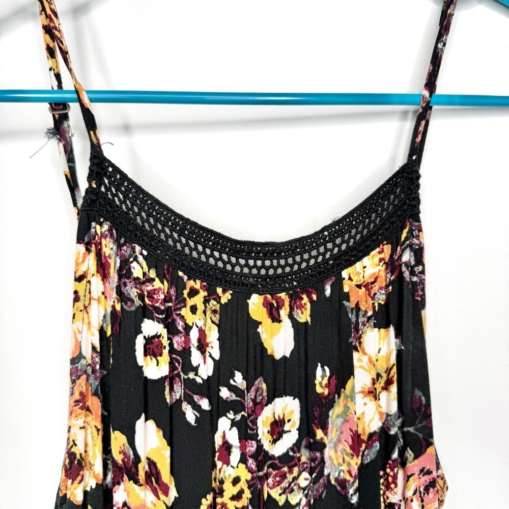 Eyeshadow Black and Floral Print Sleeveless Midi Dress Size Small - Picture 5 of 13